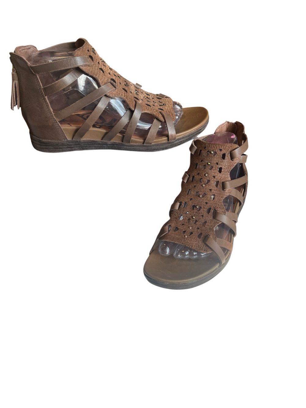 QTBT Bonitas Brown Gladiator Leather Boho Strappy  Sz:8.5B